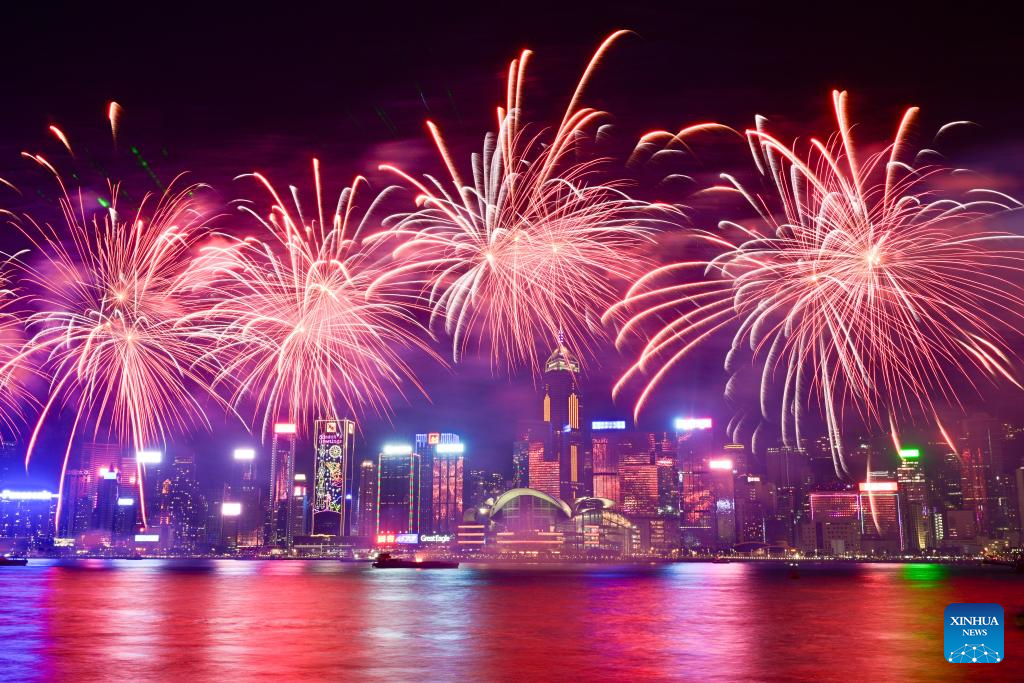 Hong Kong holds fireworks display to celebrate Chinese Lunar New Year-1