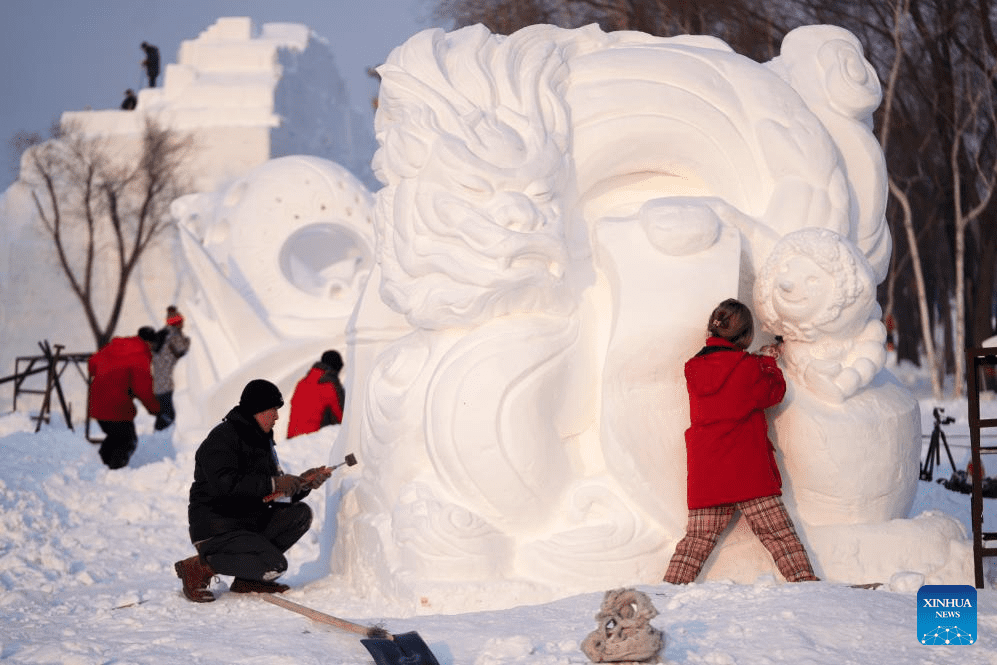 Contestants create snow sculptures at 30th National Snow Sculpture Contest in NE China-2