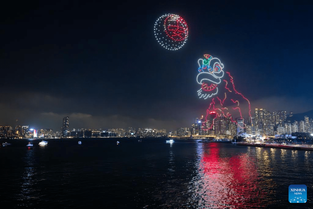 Drone light show featuring traditional Chinese culture staged in Hong Kong-5