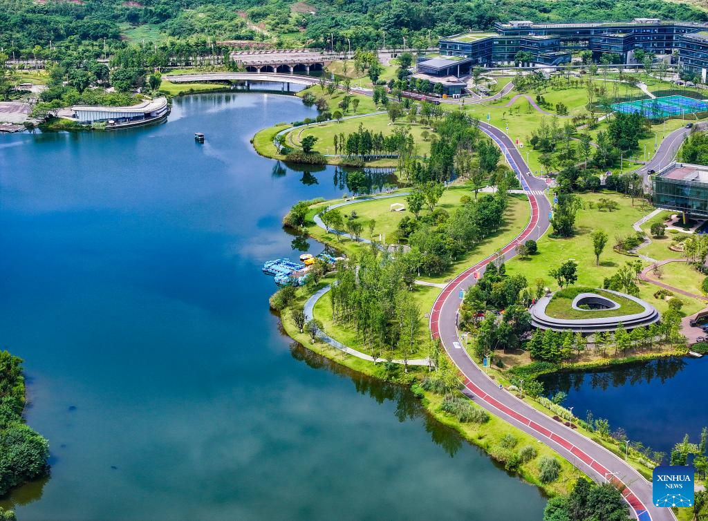 Aerial view of Mingyue Lake in Chongqing. SW China-3