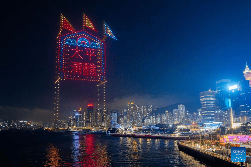 Drone light show featuring traditional Chinese culture staged in Hong Kong-3