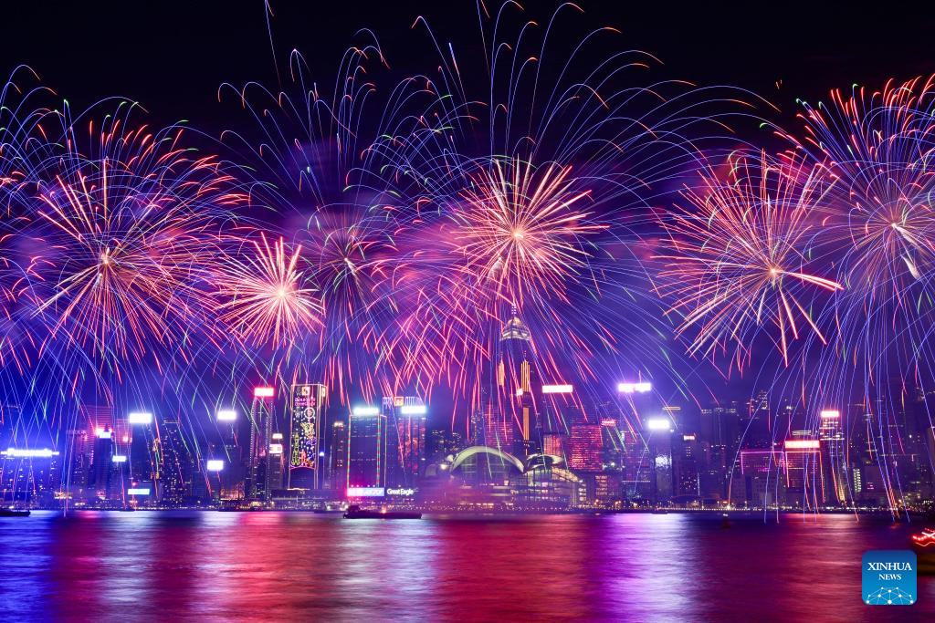 Hong Kong holds fireworks display to celebrate Chinese Lunar New Year-11