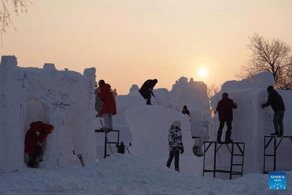 Contestants create snow sculptures at 30th National Snow Sculpture Contest in NE China-7