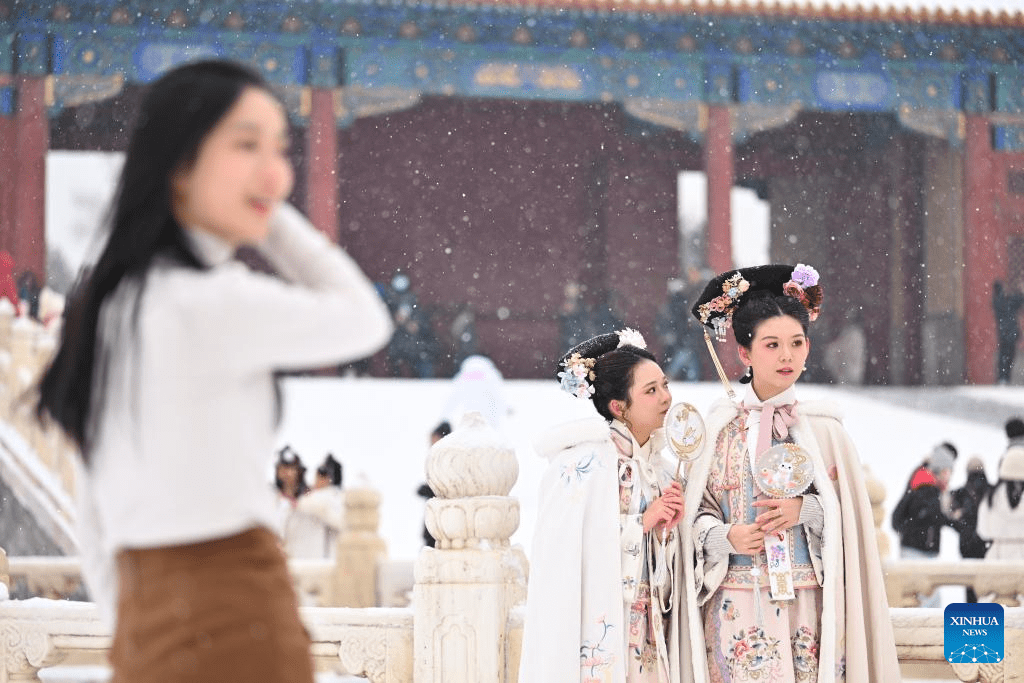 Tourists visit Palace Museum in snow in Beijing-14