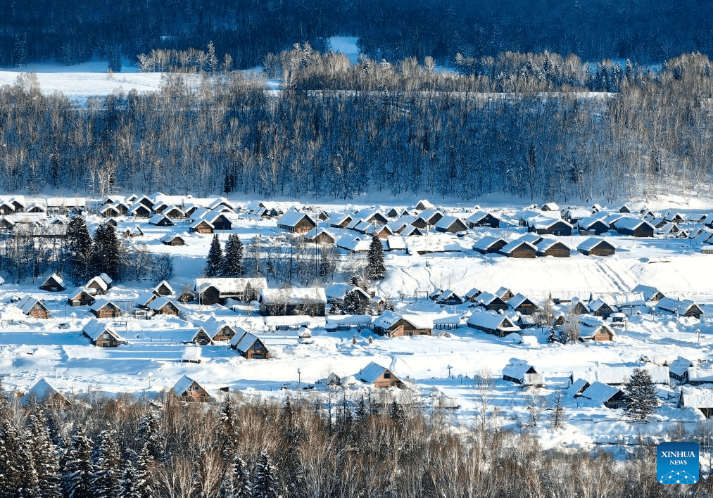 View of Hemu Village after snow in China's Xinjiang-5