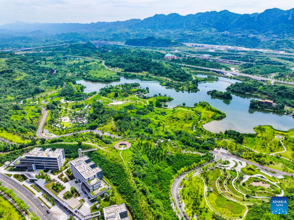 Aerial view of Mingyue Lake in Chongqing. SW China-2