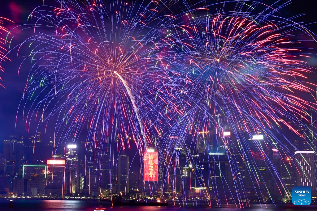 Hong Kong holds fireworks display to celebrate Chinese Lunar New Year-10