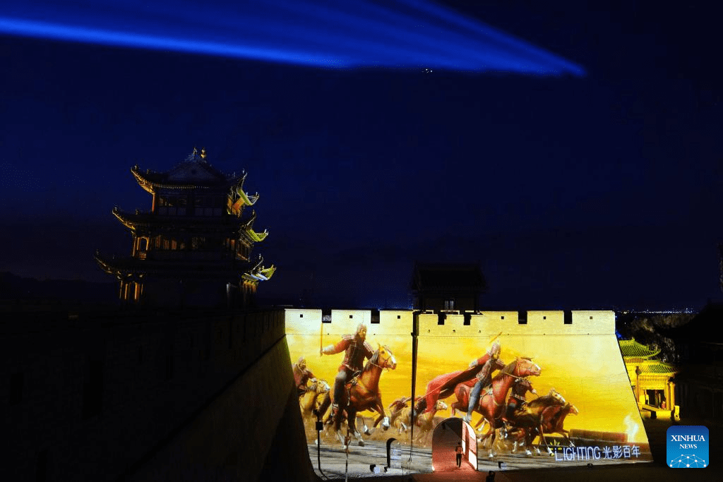 Night view of Jiayu Pass scenic area in China's Gansu-11