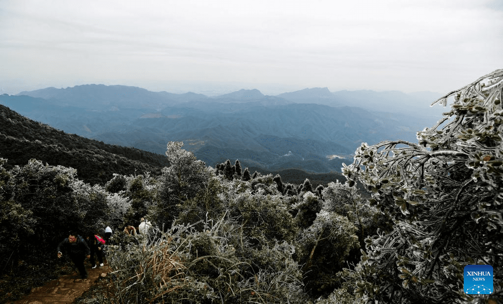 Tourists visit Pingtianshan National Forest Park in south China's Guangxi-2