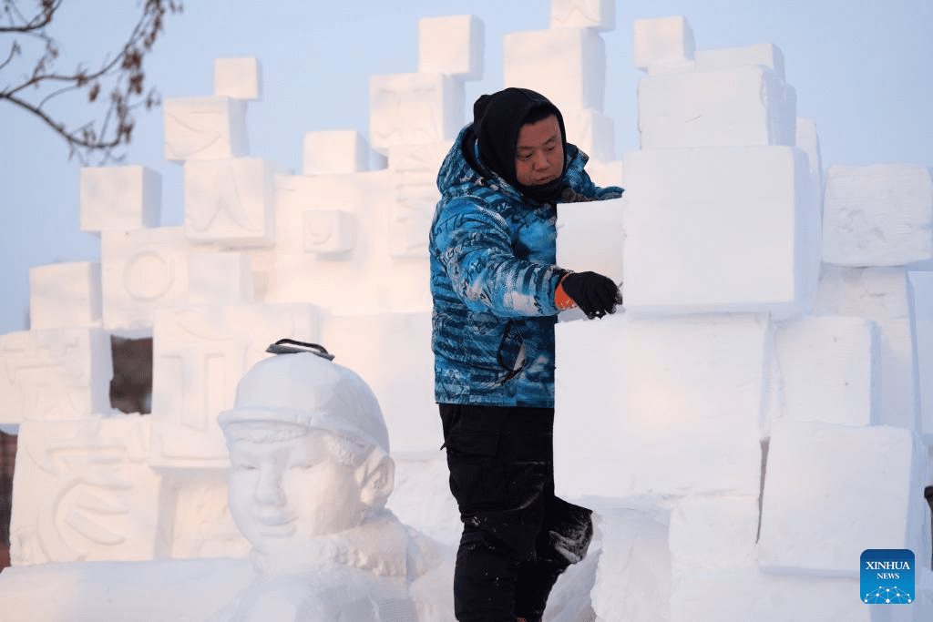 Contestants create snow sculptures at 30th National Snow Sculpture Contest in NE China-9