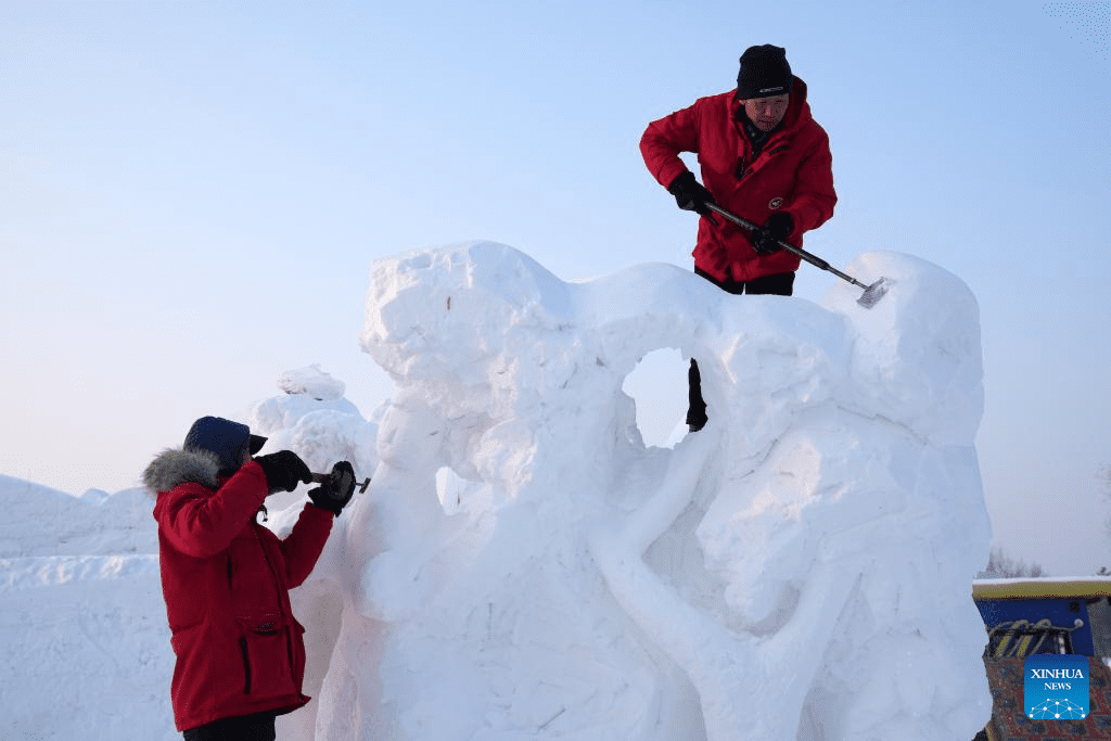 Contestants create snow sculptures at 30th National Snow Sculpture Contest in NE China-3