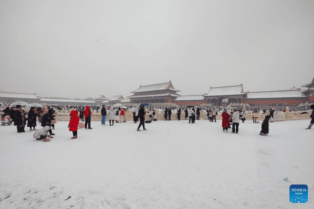 Tourists visit Palace Museum in snow in Beijing-20