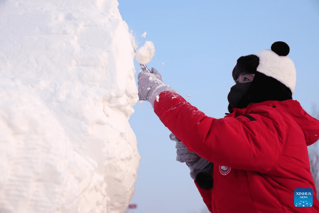 Contestants create snow sculptures at 30th National Snow Sculpture Contest in NE China-8