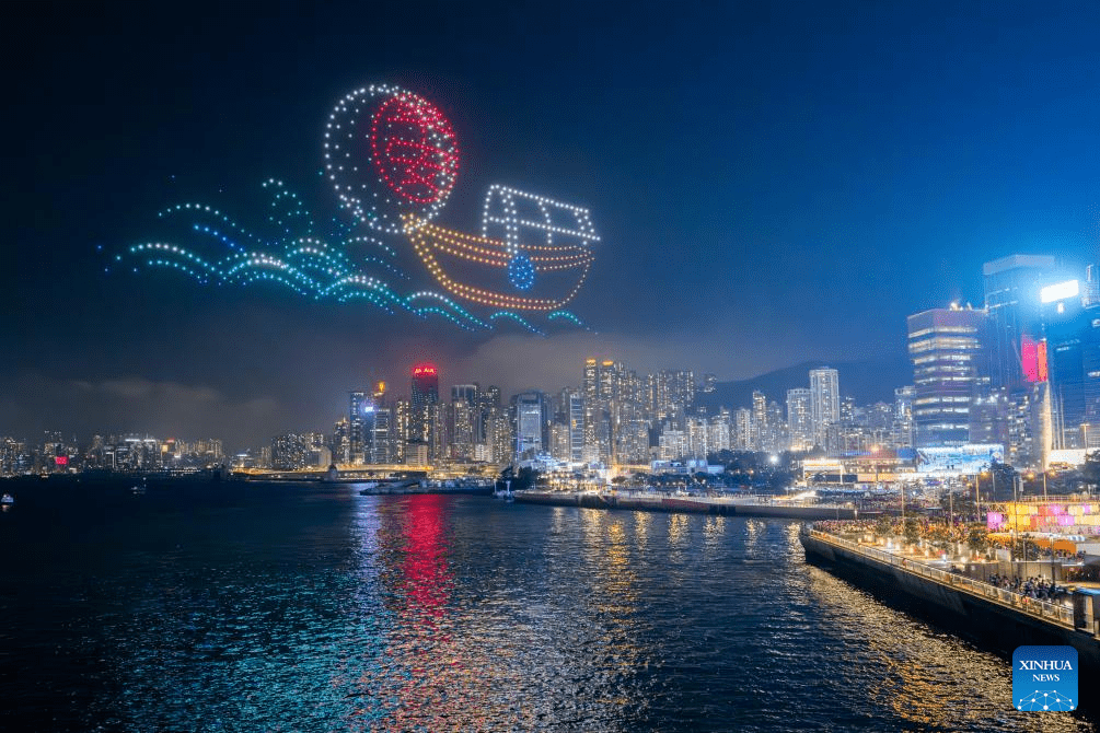 Drone light show featuring traditional Chinese culture staged in Hong Kong-1