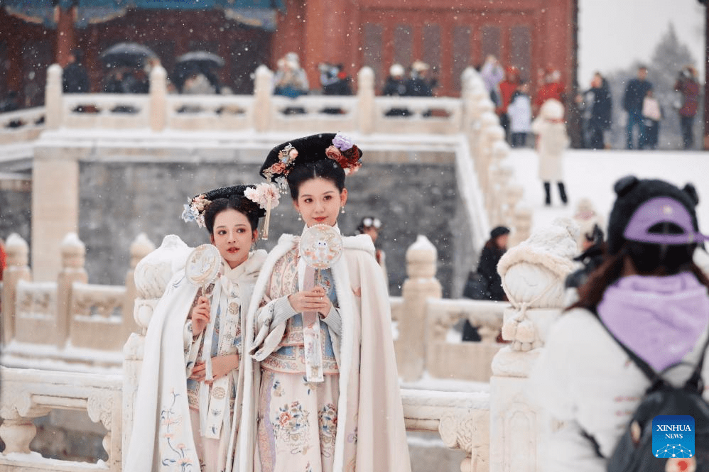 Tourists visit Palace Museum in snow in Beijing-6