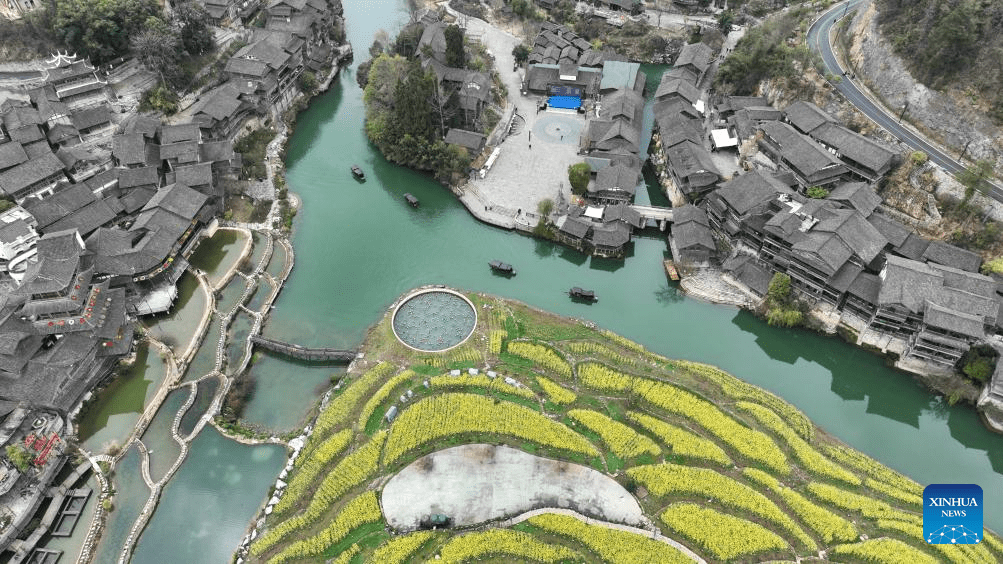 Spring view of Wujiangzhai scenic spot in SW China-1