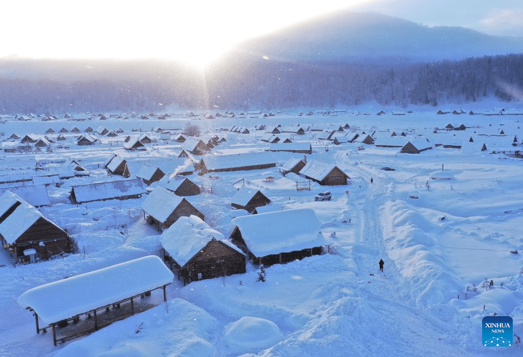 View of Hemu Village after snow in China's Xinjiang-1