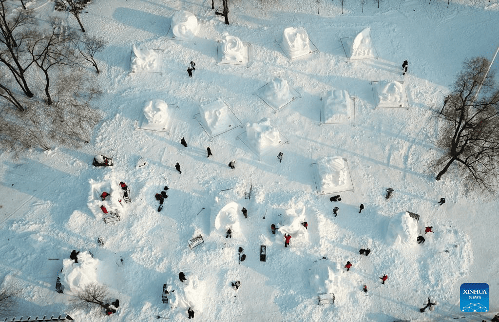 Contestants create snow sculptures at 30th National Snow Sculpture Contest in NE China-1