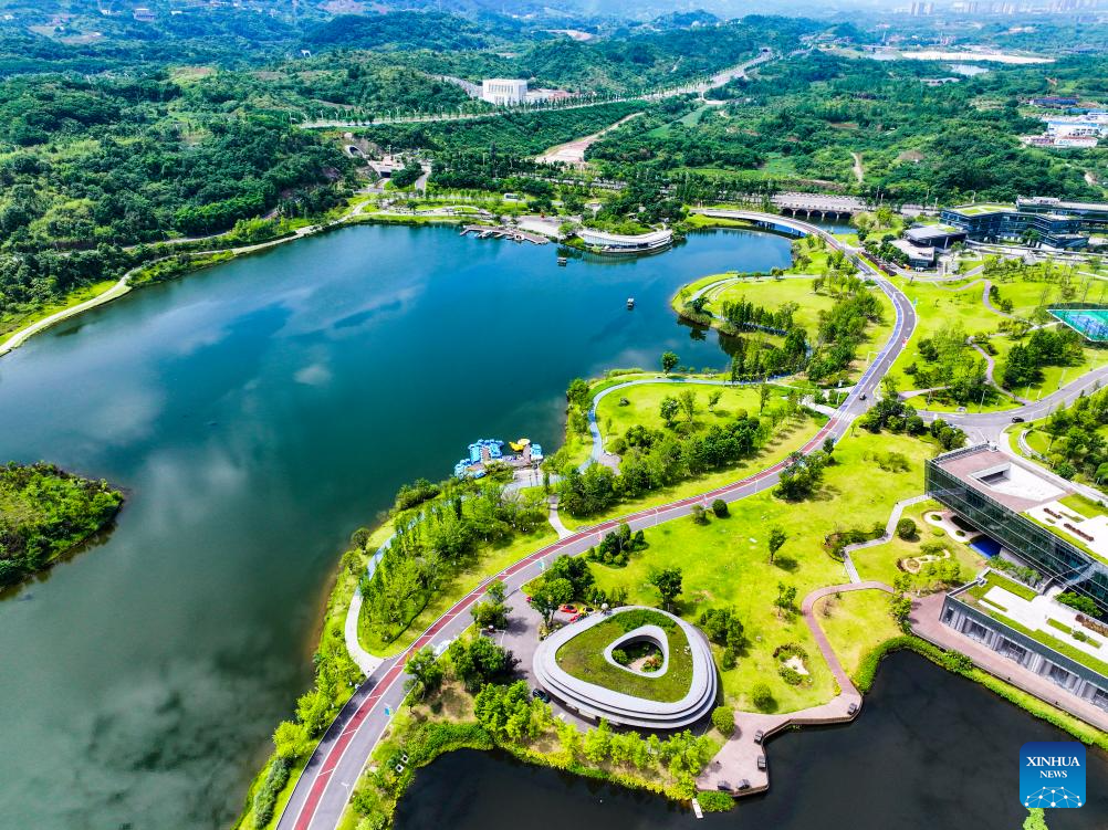 Aerial view of Mingyue Lake in Chongqing. SW China-4