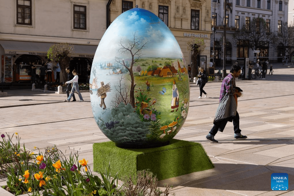 Two-meter tall Easter egg decoration seen in Hungary-2