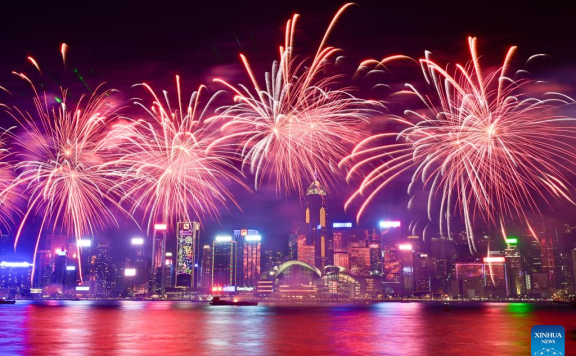 Hong Kong holds fireworks display to celebrate Chinese Lunar New Year