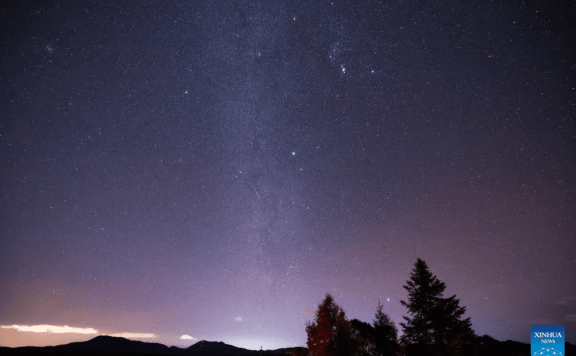 View of Geminids meteor shower