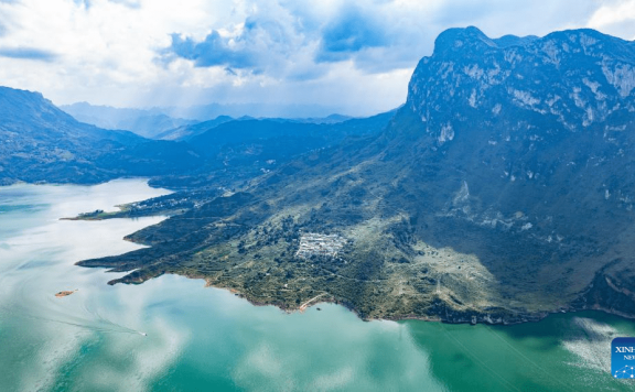 Aerial view of Zangke river scenic area in SW China