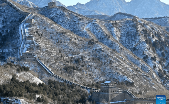 Snow scenery at Juyongguan section of Great Wall in Beijing