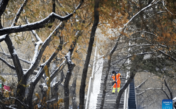 View of snow-covered Harbin in NE China