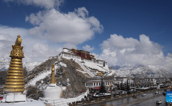 In pics: snow falls in Lhasa