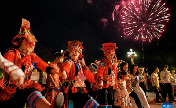 Torch festival celebrated in Chuxiong, SW China