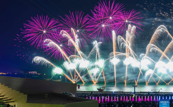 Fireworks set off to celebrate Eid al-Adha in Doha, Qatar