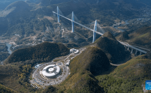 Tourists visit “Sky Bridge” sightseeing service area in Guizhou